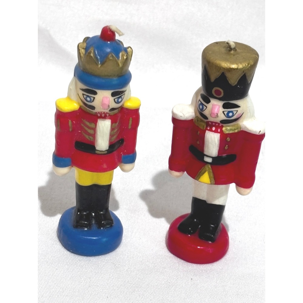 Vintage Nutcracker Soldier Decorative Wax Candles Set of 2 decor table holiday
